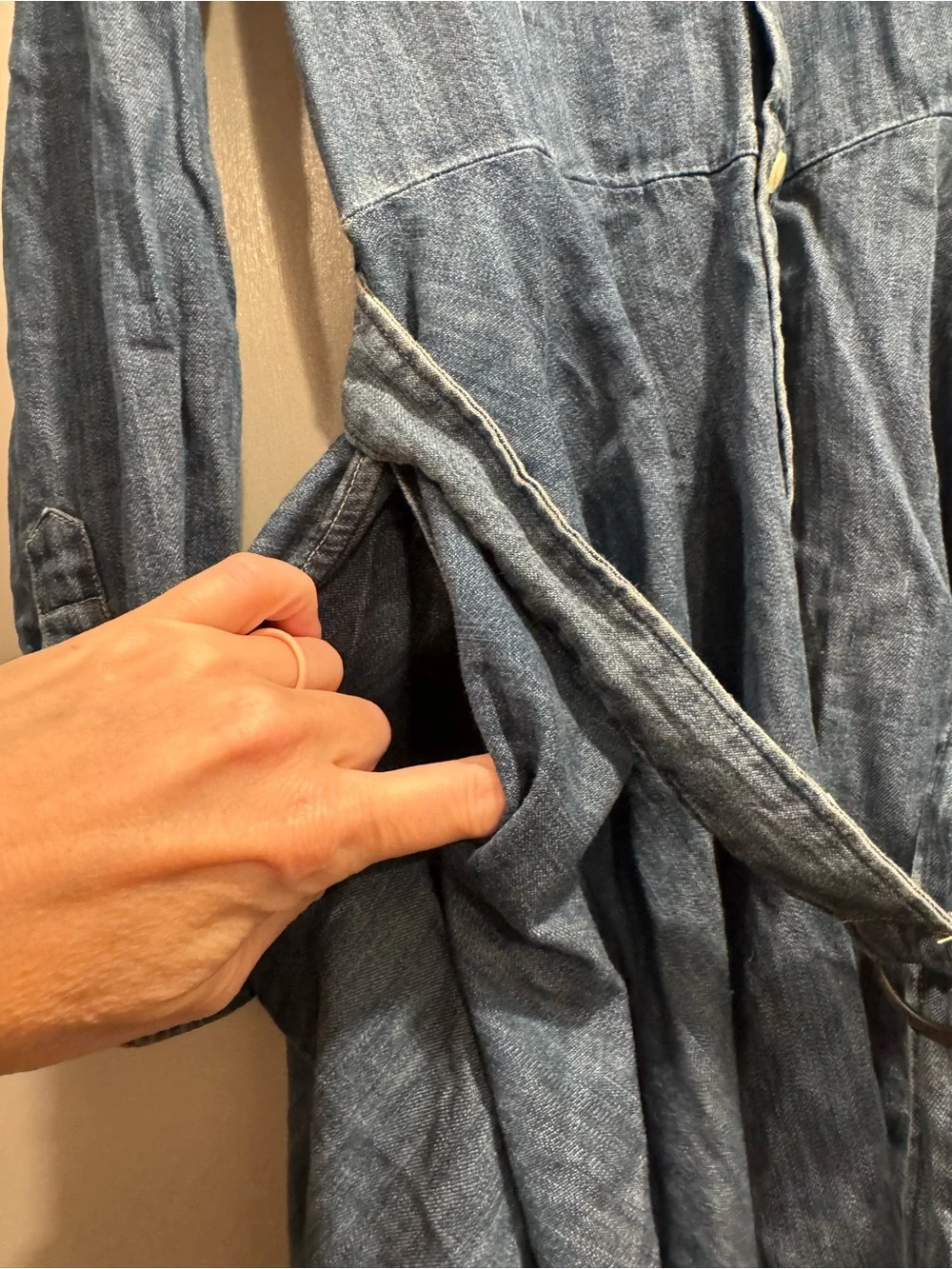 Ralph‎ Lauren Girls Belted Cotton Denim Shirtdress 10 Preppy Western Fall School